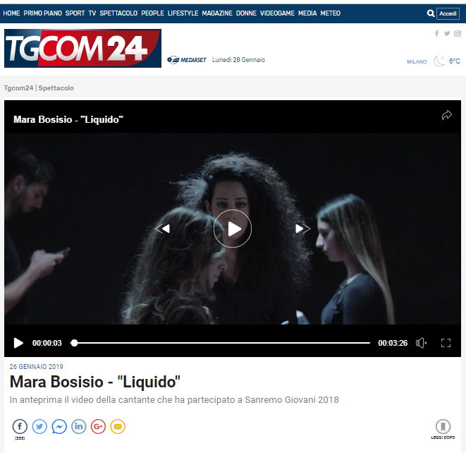 Mara Bosisio, Anteprima Video su TgCom24 (26-01-2019) 